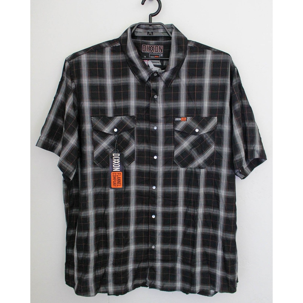 Dixxon Flannel The Hub Shirt Mens 3X Black Plaid Bamboo Blend Short Sleeve